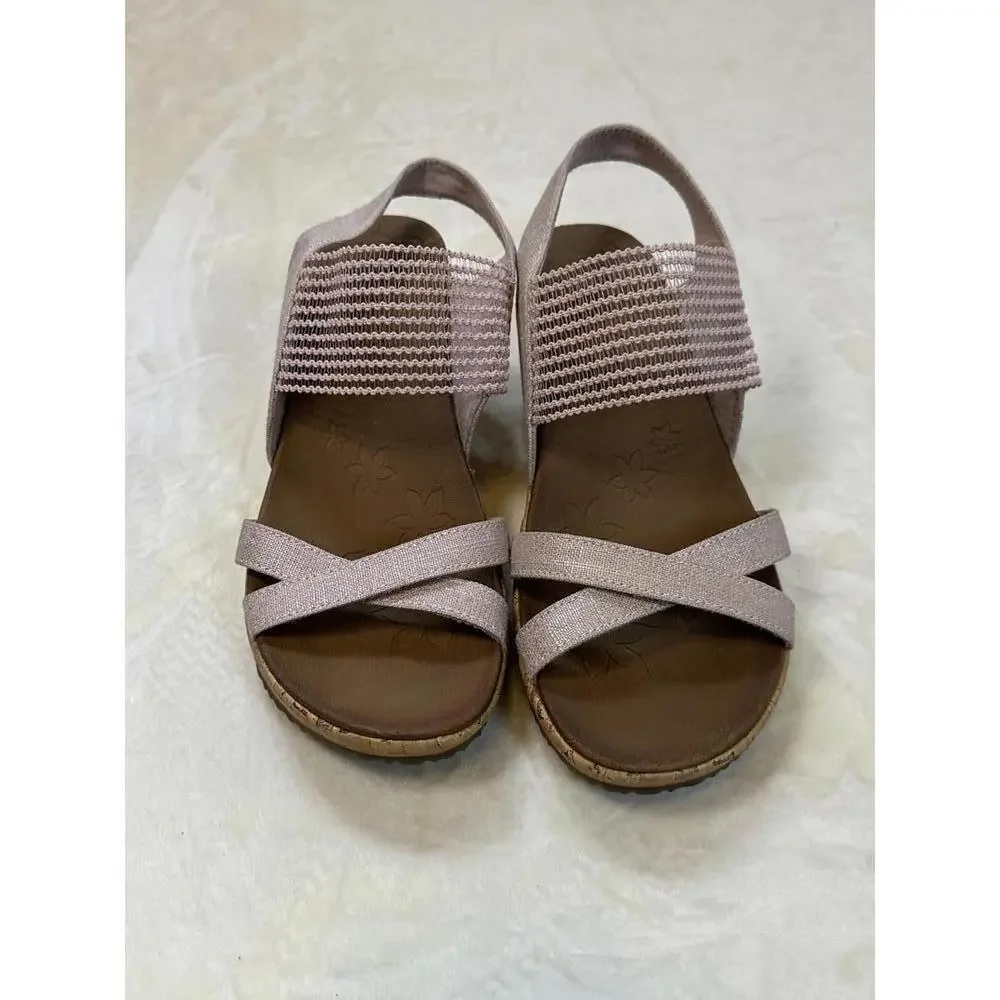 Skechers Pink Women's Luxe Foam Wedge Sandals Size 8